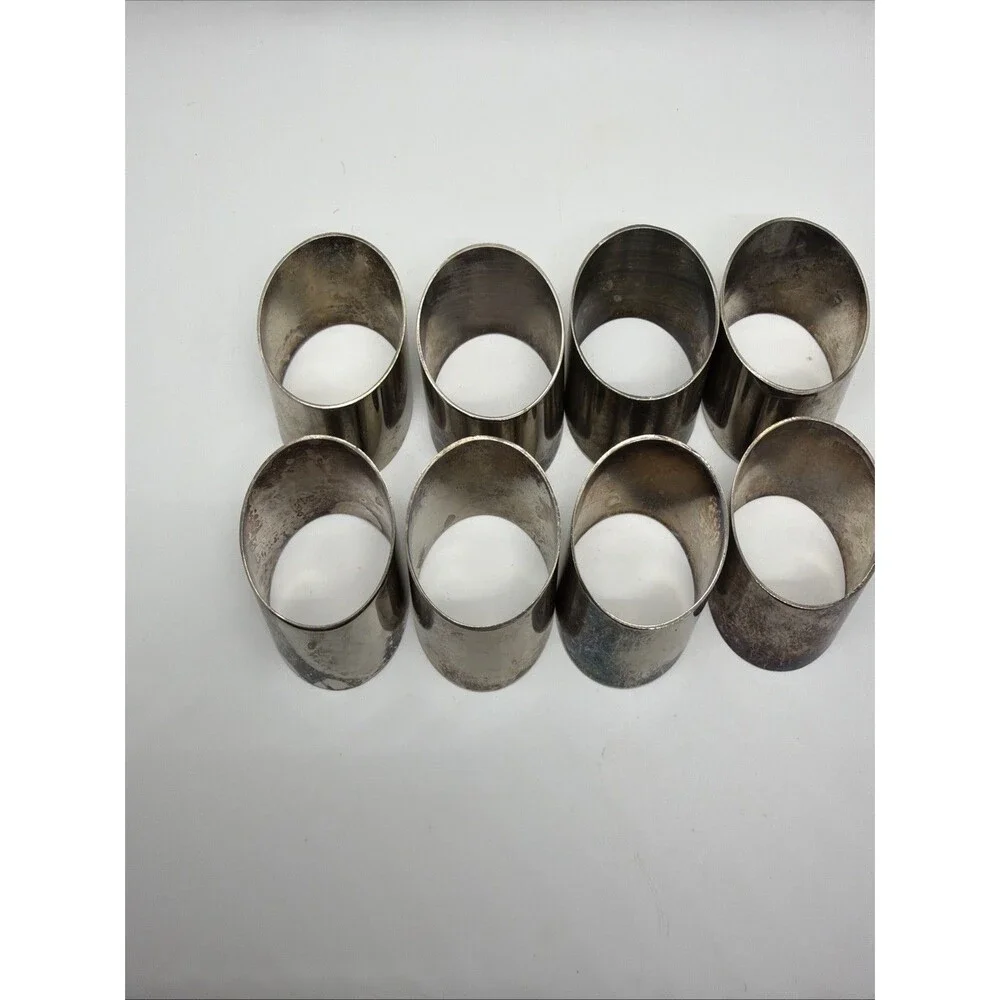 Set Of 7 Leonard Silver Plate Napkin Rings Slanted Oval Shape 2x1.5”- READ